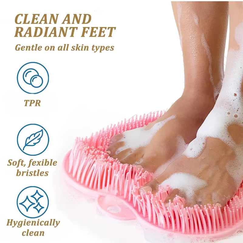 Silicone Rub Back Brush Bathroom Non-Slip Wash Foot with Sucker Bath Massage Foot Exfoliating Brush Pad Bath Brush Foot Scrubber