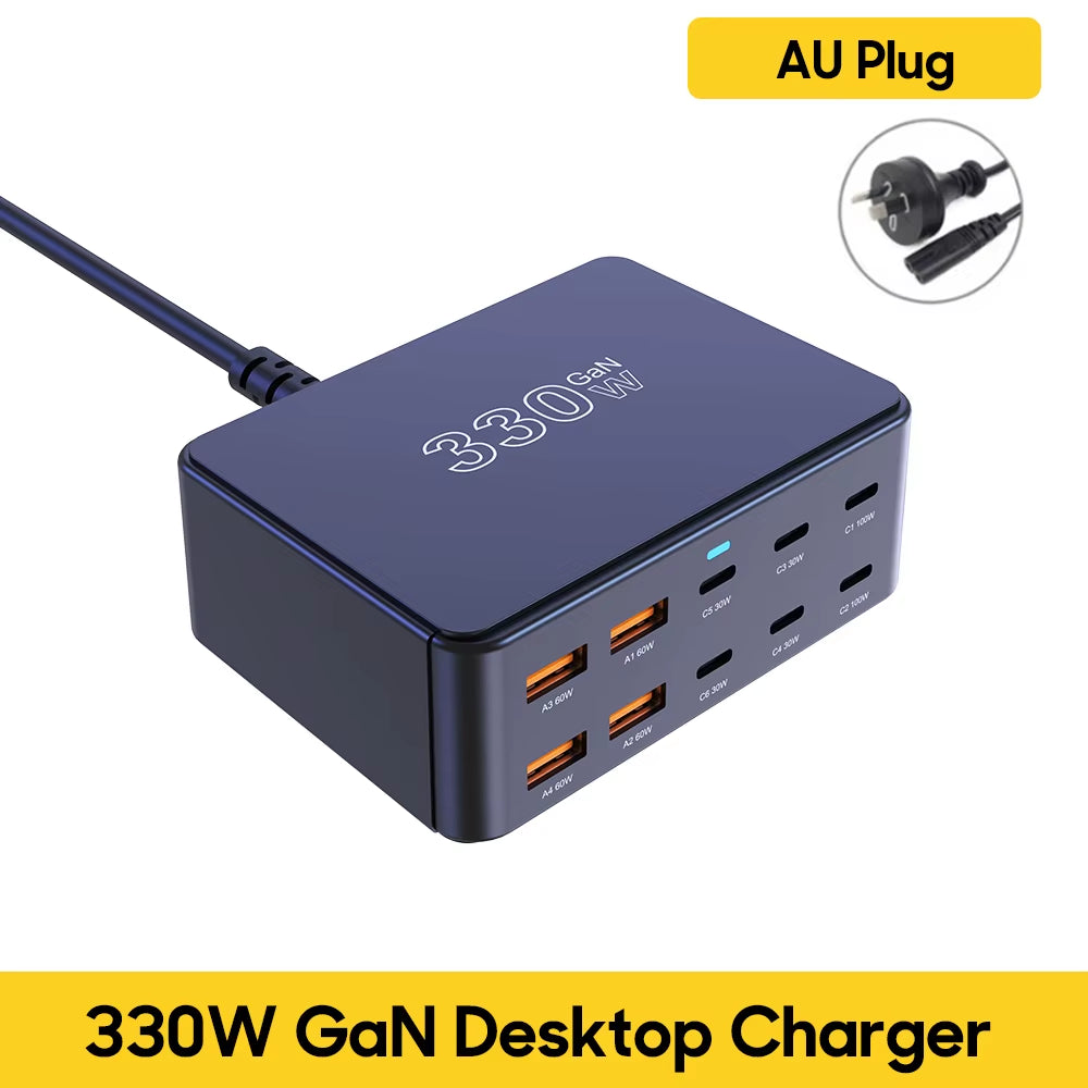 800W USB C Gan Charger 100W PD3.0 PPS QC3.0 Multiport Fast Charging Station for Iphone 15 16 Samsung Macbook Pro Laptops Tablets