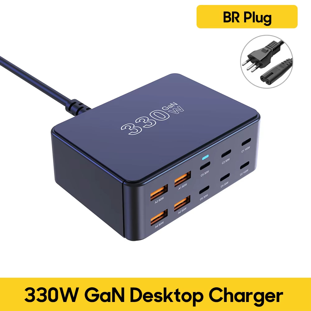 800W USB C Gan Charger 100W PD3.0 PPS QC3.0 Multiport Fast Charging Station for Iphone 15 16 Samsung Macbook Pro Laptops Tablets