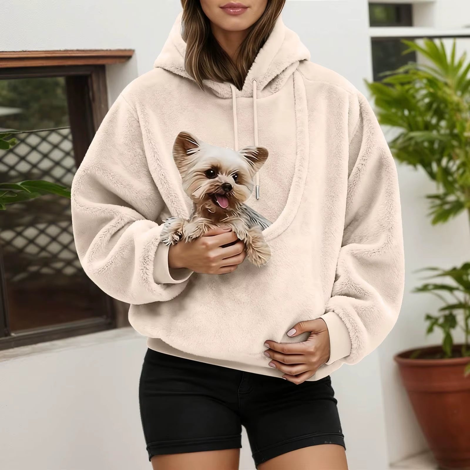 Unisex Pet Carrier Hoodie Cat Dog Bag Long Sleeve Sweatshirt Multiple Colors Plush Daily Wear Fashion Accessory