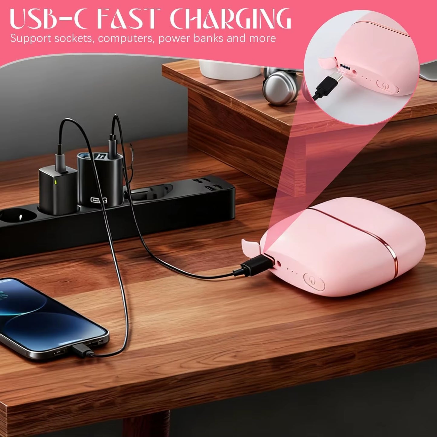 Mini Rechargeable Hair Straightener Brush: 3-Speed Temp Control, Anti-Scald Shell, Lightweight & Portable for Travel