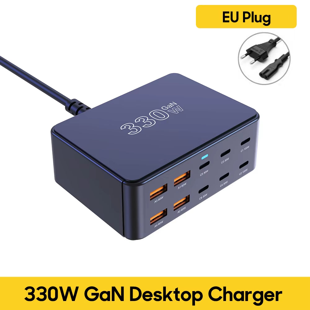 800W USB C Gan Charger 100W PD3.0 PPS QC3.0 Multiport Fast Charging Station for Iphone 15 16 Samsung Macbook Pro Laptops Tablets