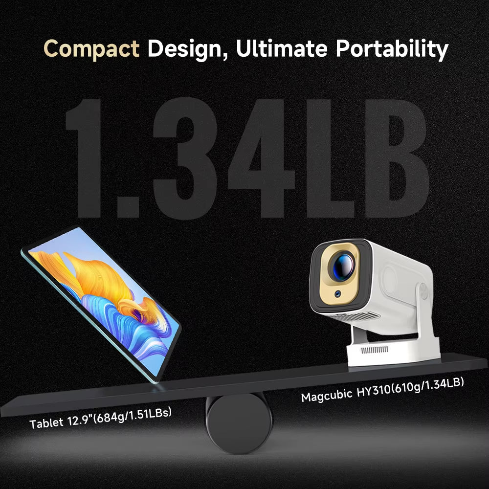 HY310 Projector Auto Focus 4K Native 1080P 330ANSI Android11 5W Speaker Air Mouse Voice Assistant Upgrated HY300